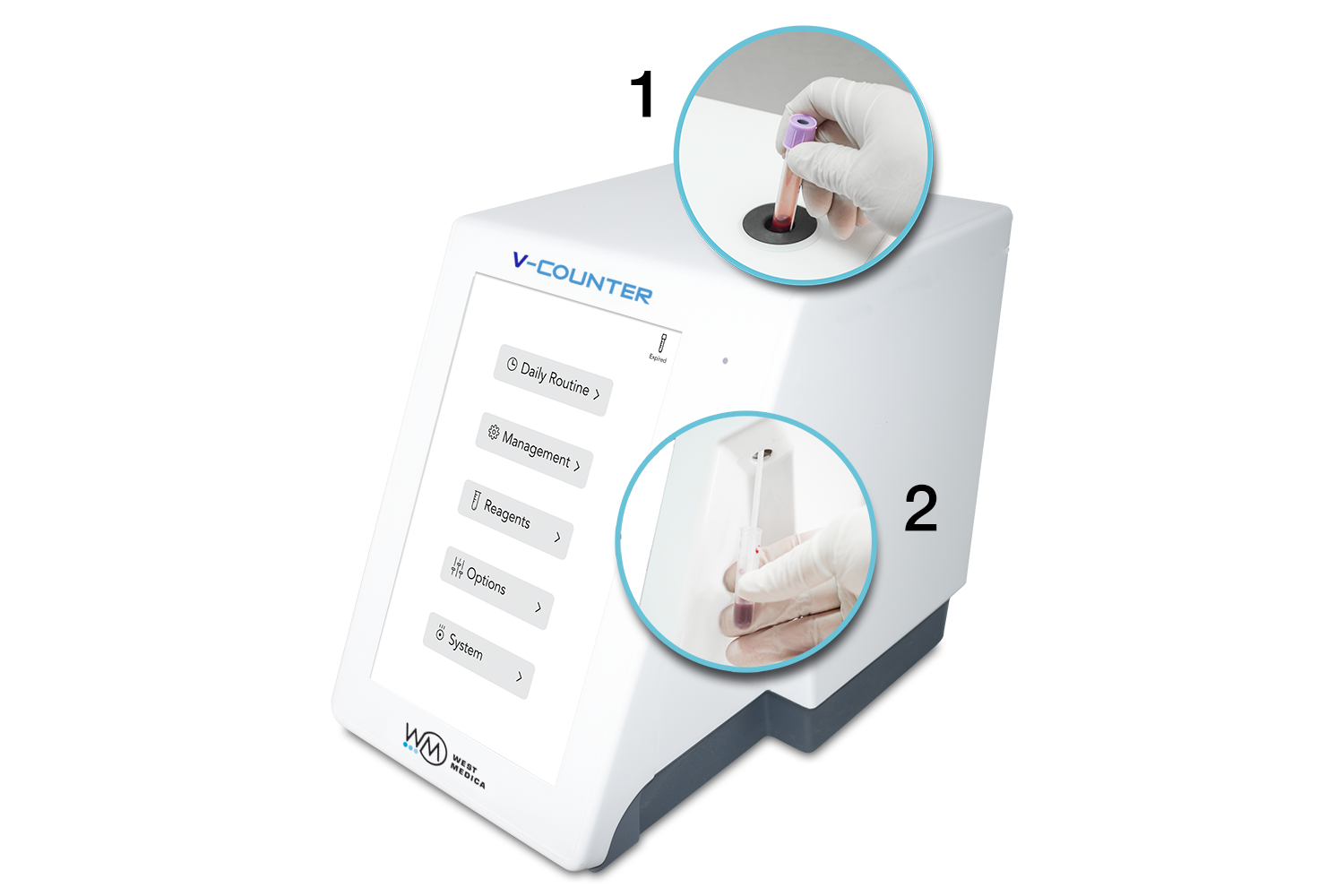V-Counter operates with any type of closed and open EDTA test-tubes
